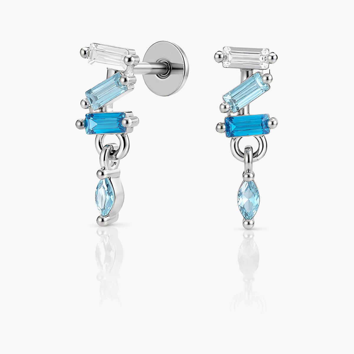 Dainty Rectangular Stone Drop Earring
