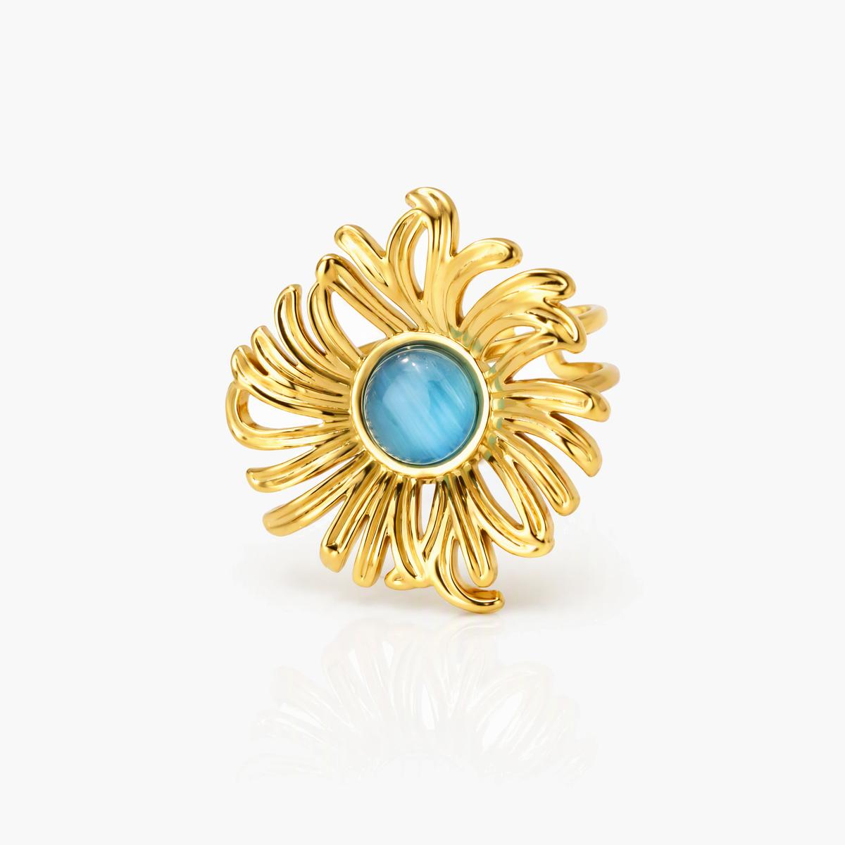 Floral & Star Motif Ring