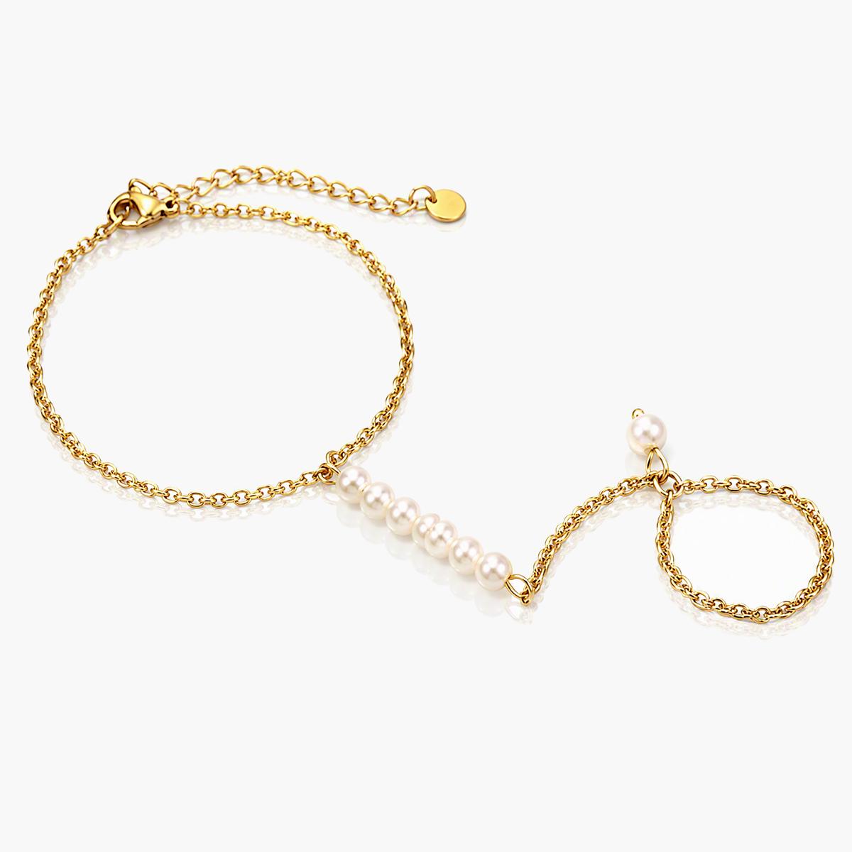 Dainty Pearl Chain Link Bracelet