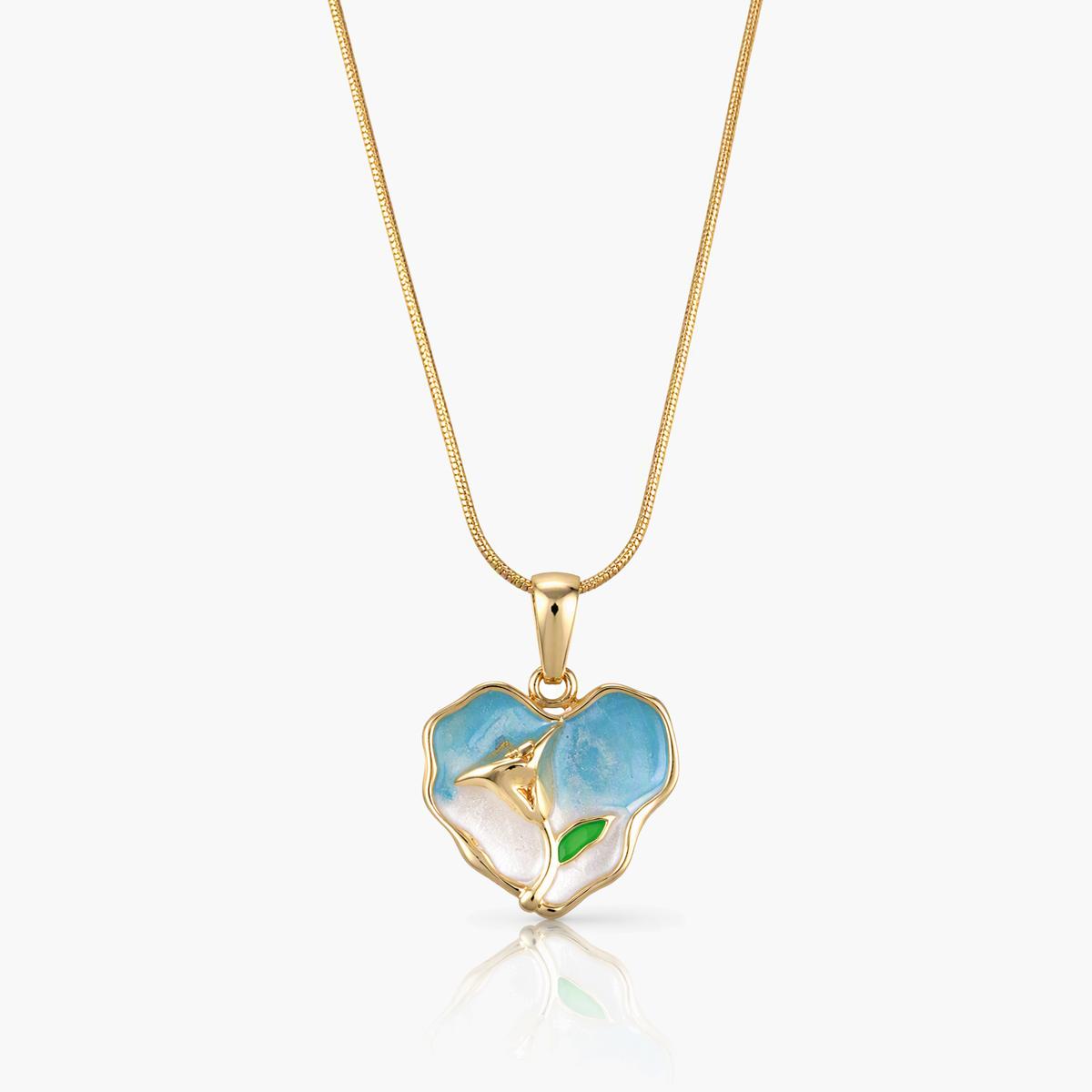 Dainty Enamel Flower Pendant Necklace