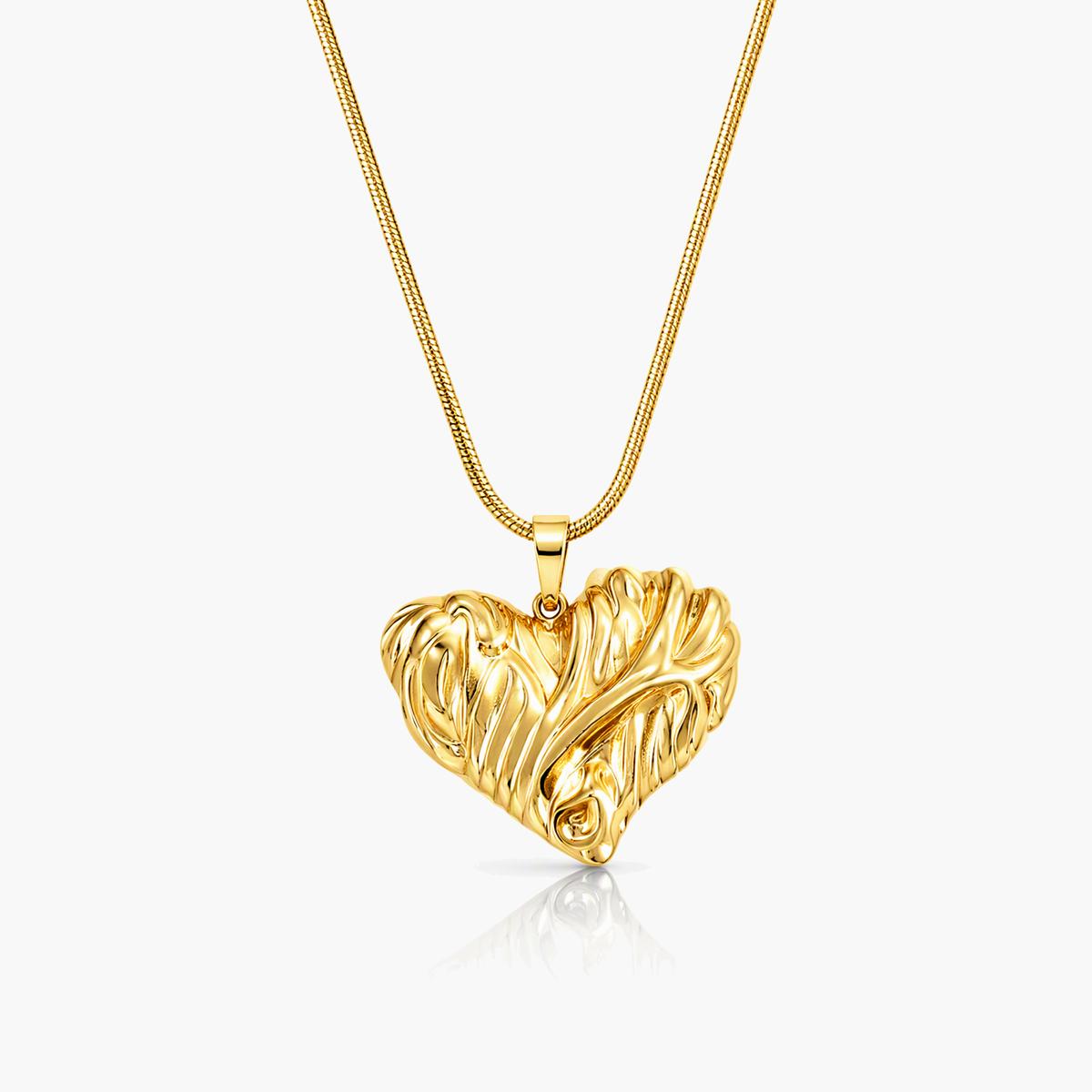 Textured Heart Pendant Necklace