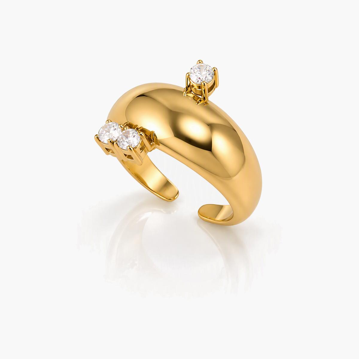 Trendy Three-Stone Open Ring