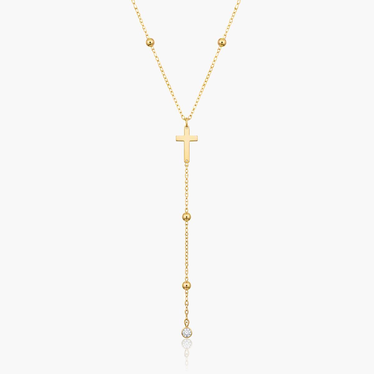Dainty Cross Beaded Y-Necklace