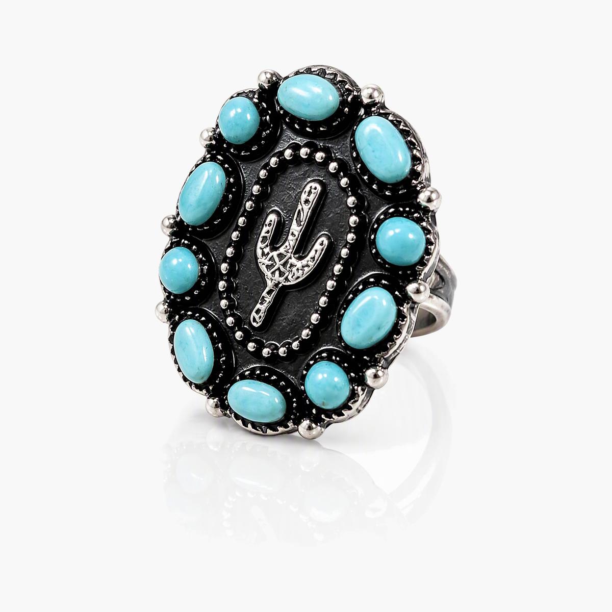 Boho Cactus Oval Ring