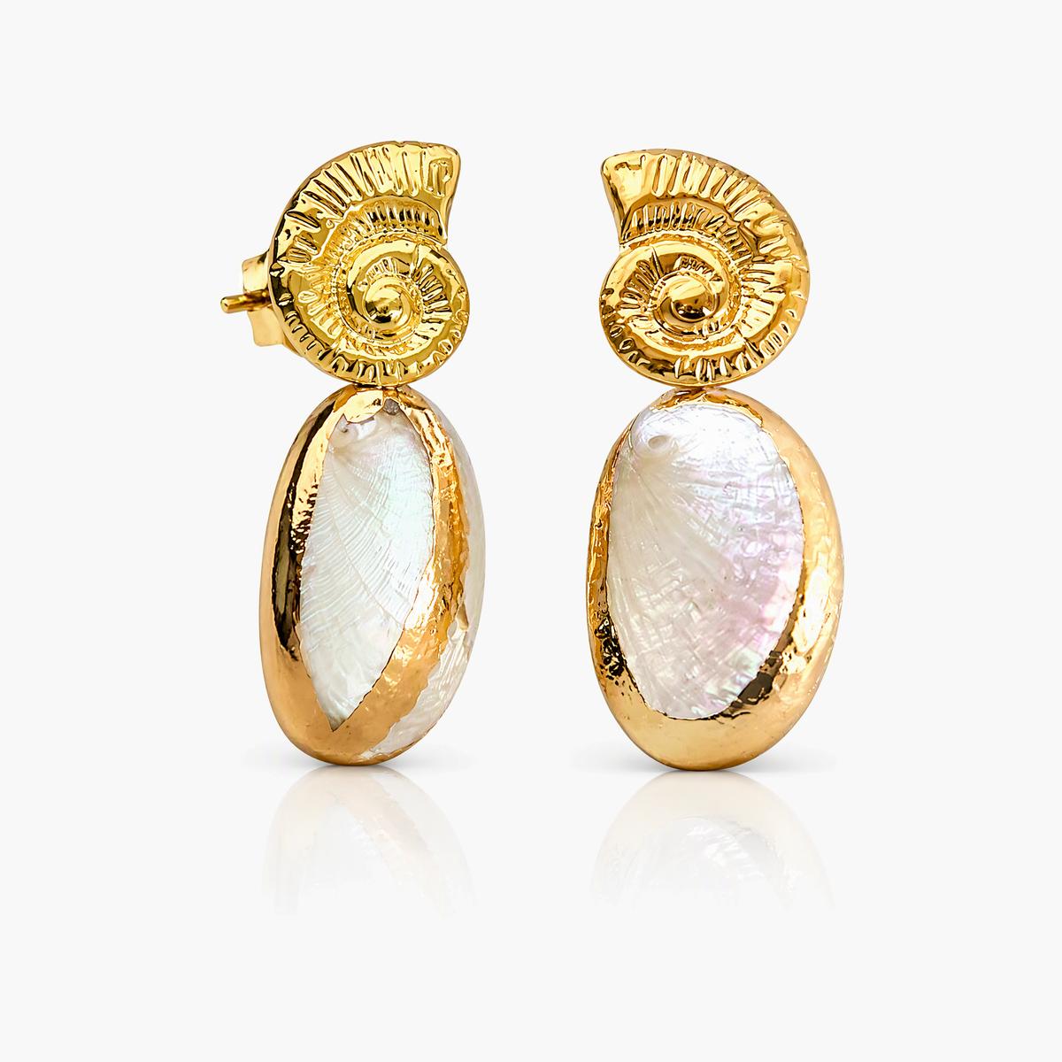 Spiral Shell Drop Earrings
