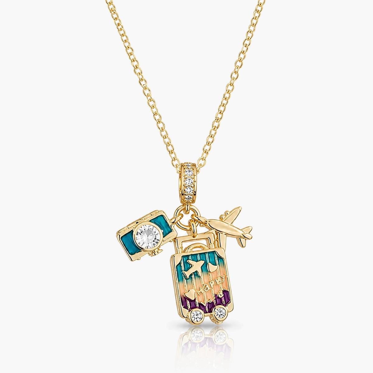 Cute Globe Airplane Charm Necklace
