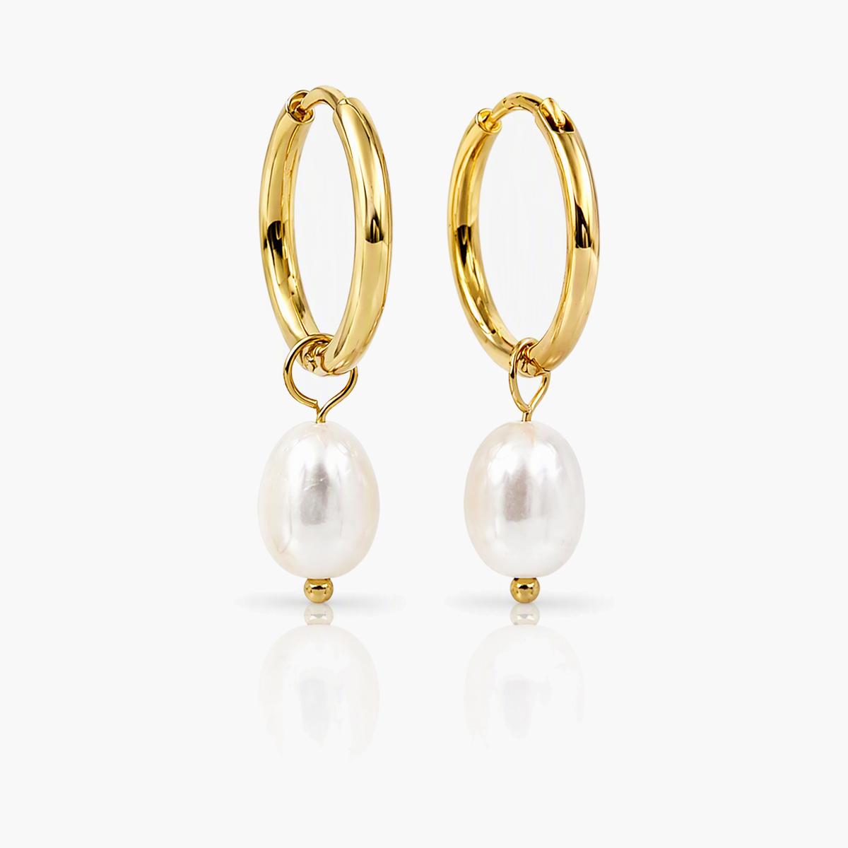 Dainty Pearl Drop Huggie Earrings