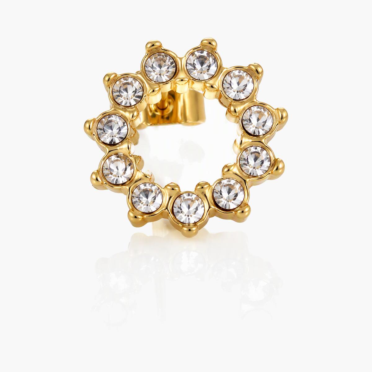 Dainty Stone Circle Stud Earrings