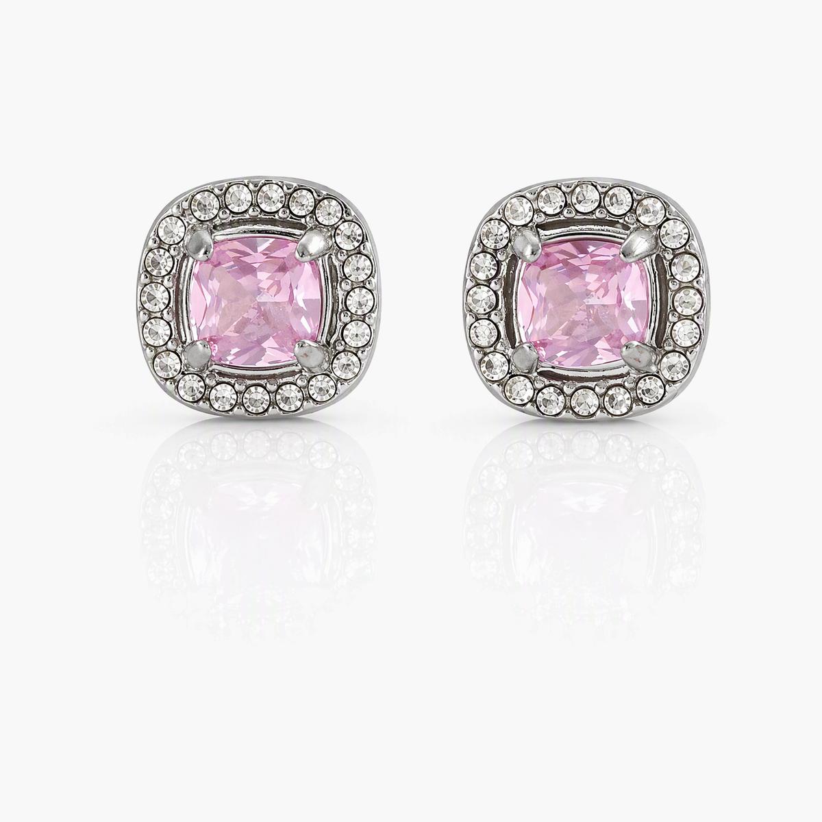 Dainty Square Halo Stud Earrings