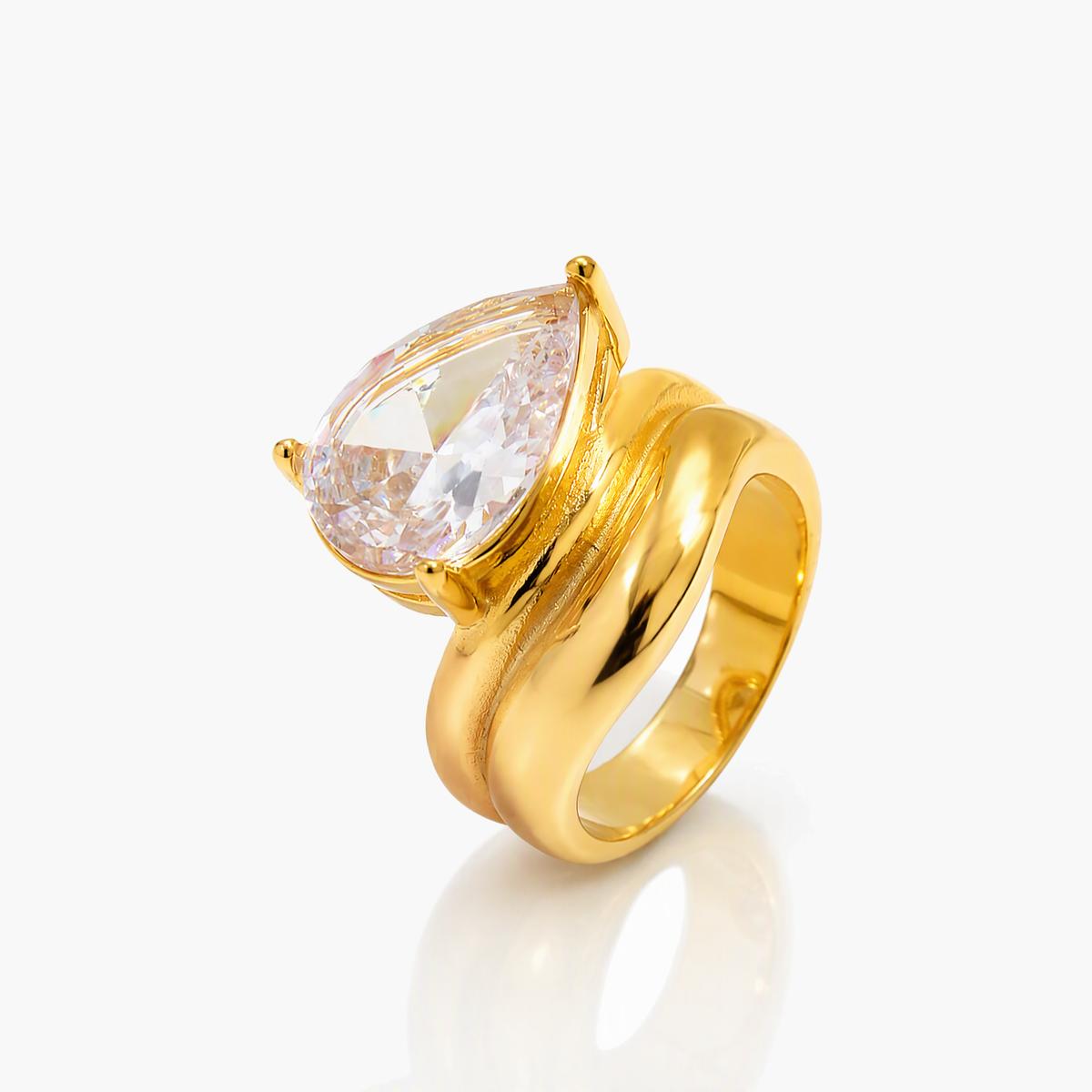 Pear Stone Split Shank Ring