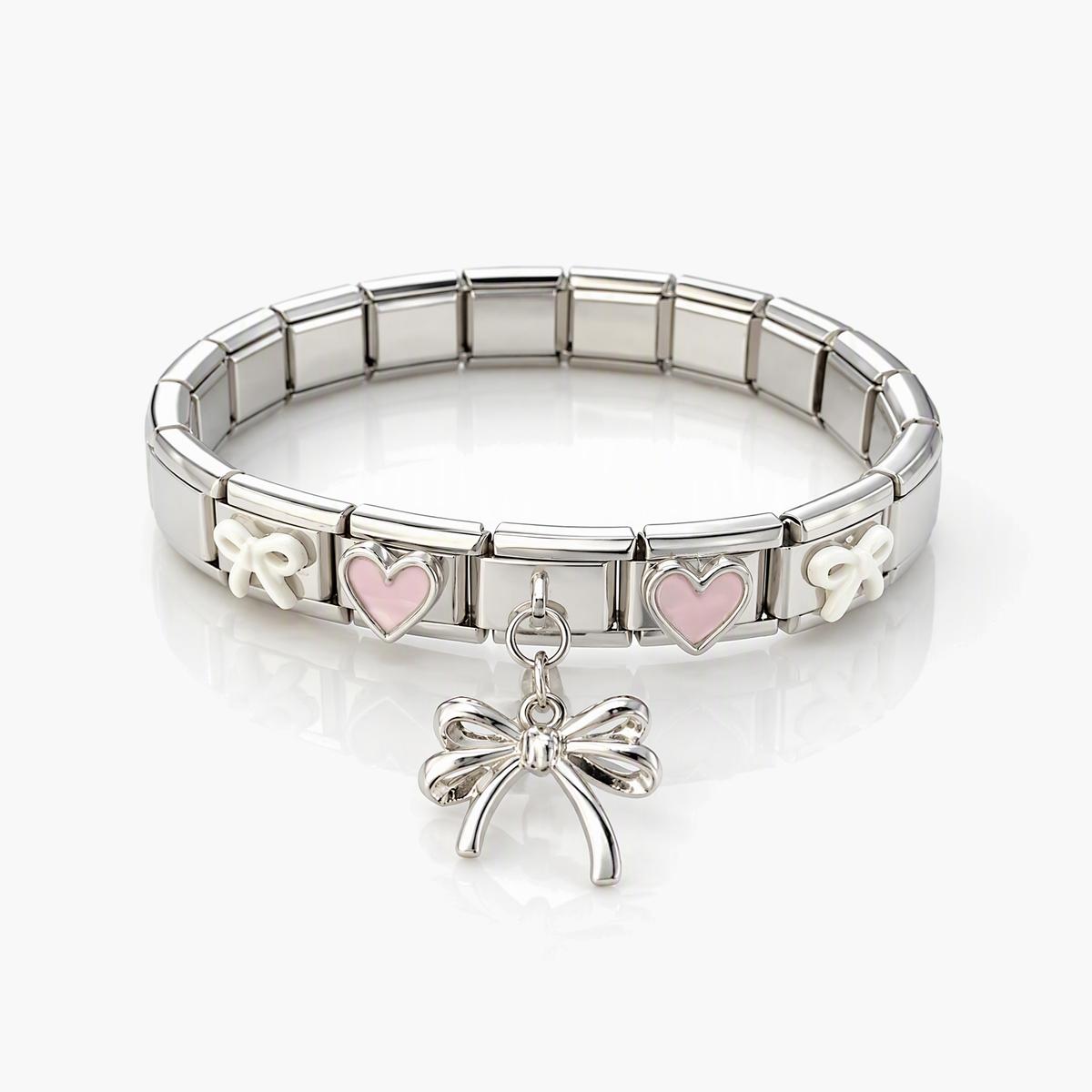Cute Heart and Bow Charm Bracelet