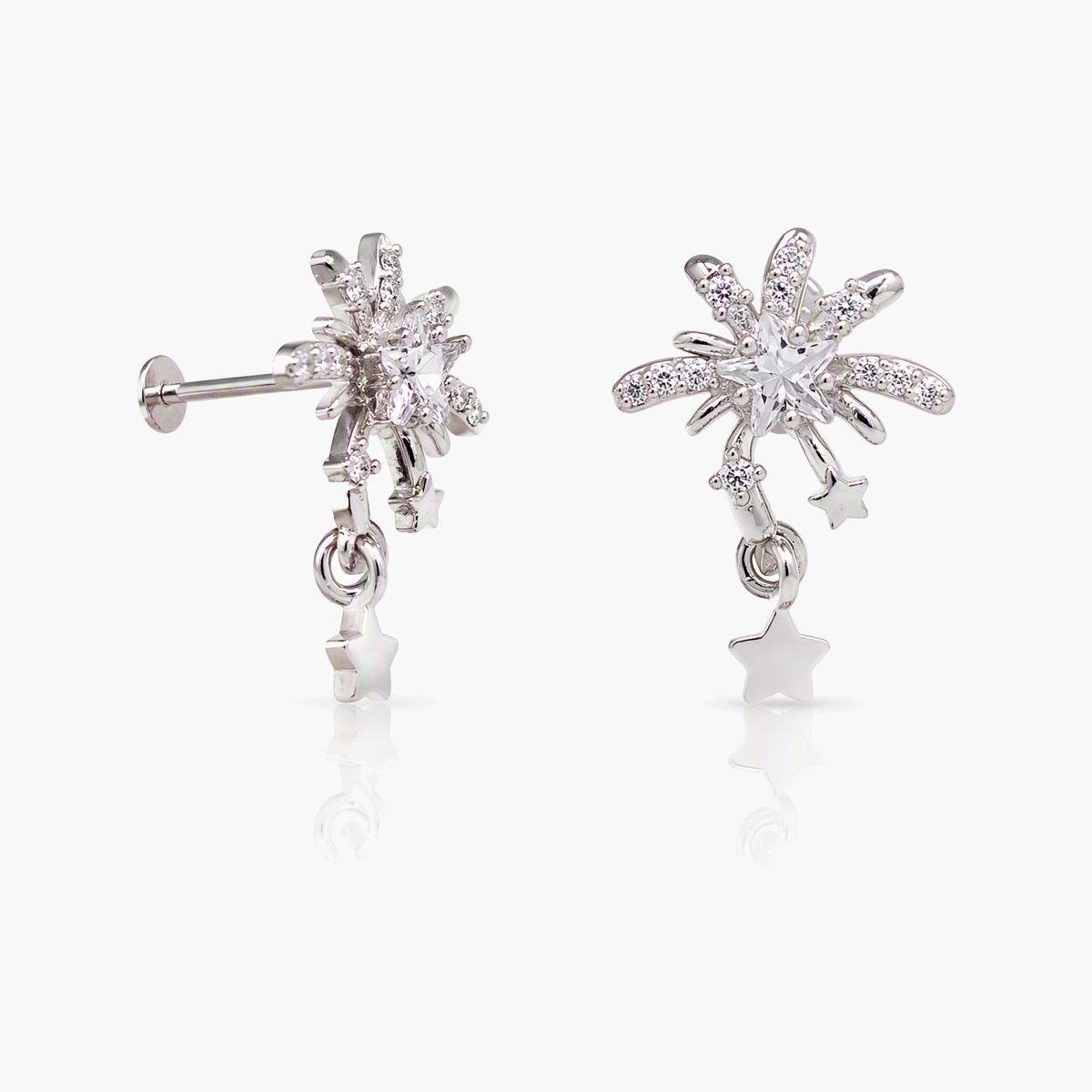 Dainty Snowflake Star Drop Earrings