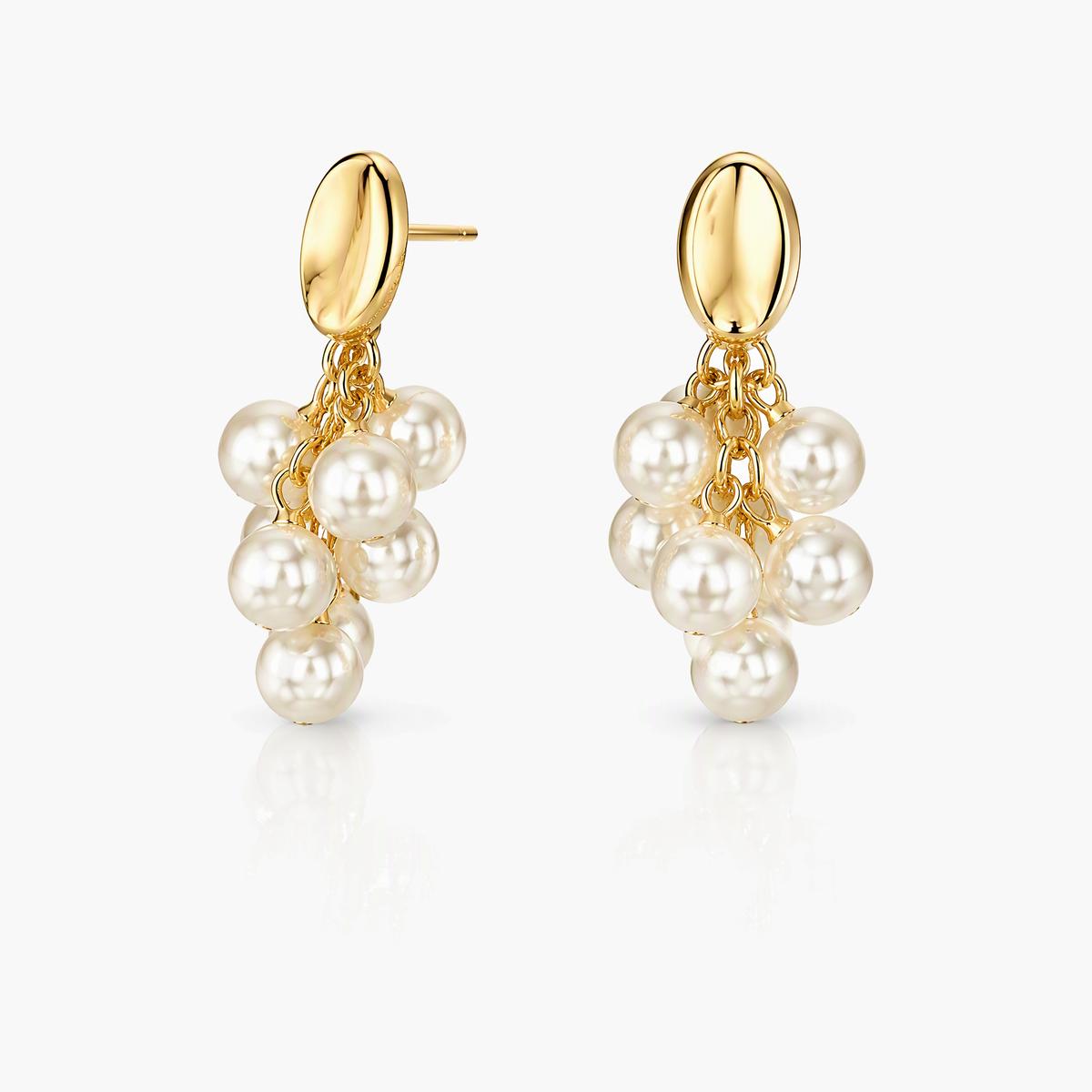 Pearl Grape Cluster Drop Earrings