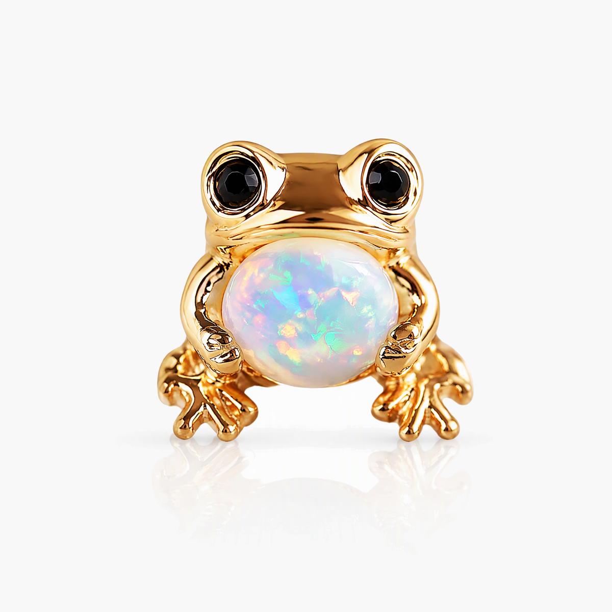 Cute Opal Frog Stud Earrings