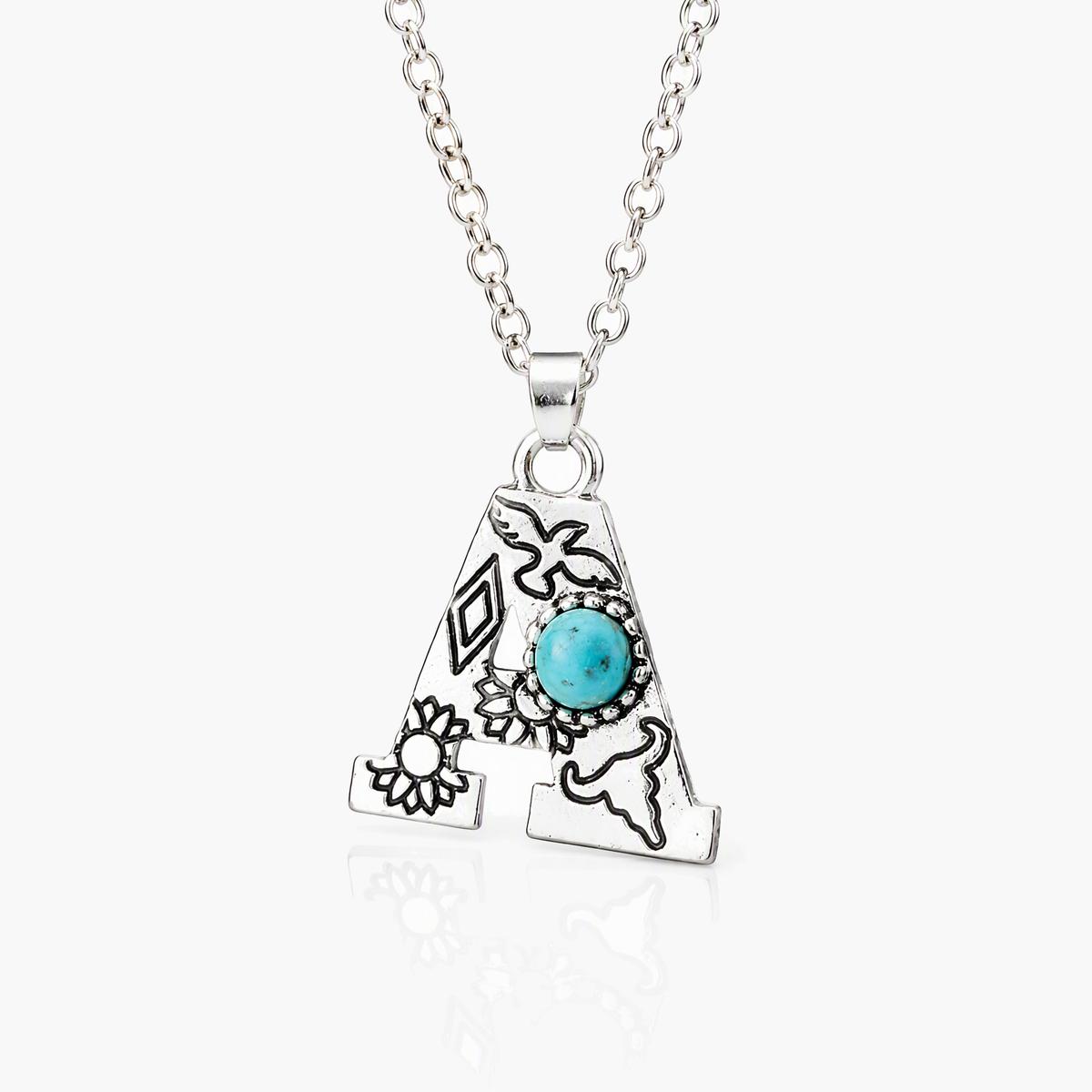 Boho Initial Letter Pendant Necklace