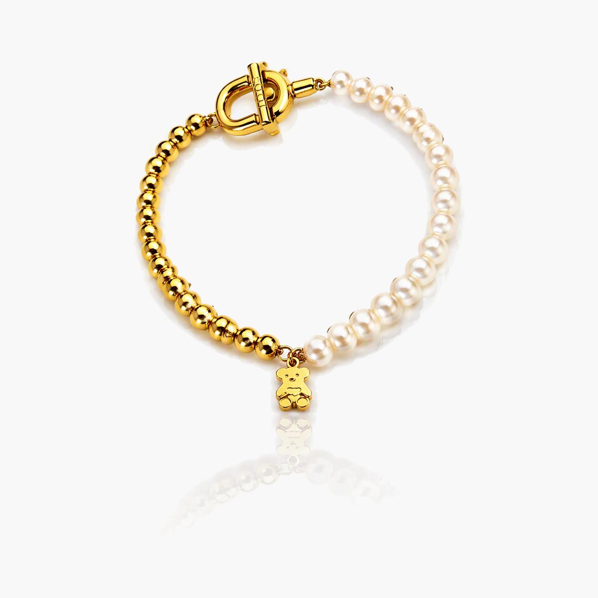 Cute Bear Charm Pearl Bracelet