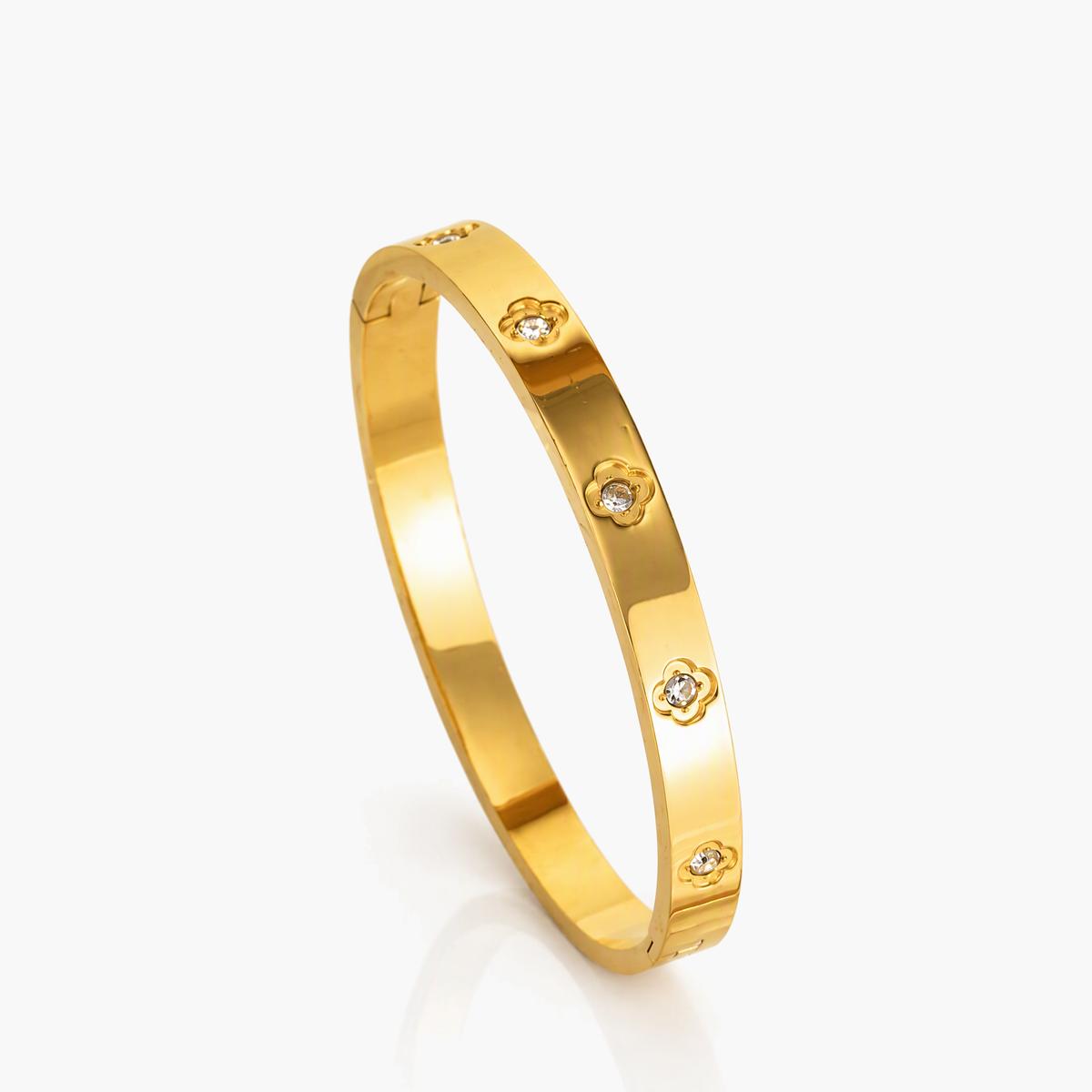 Flower Motif Open Cuff Bangle