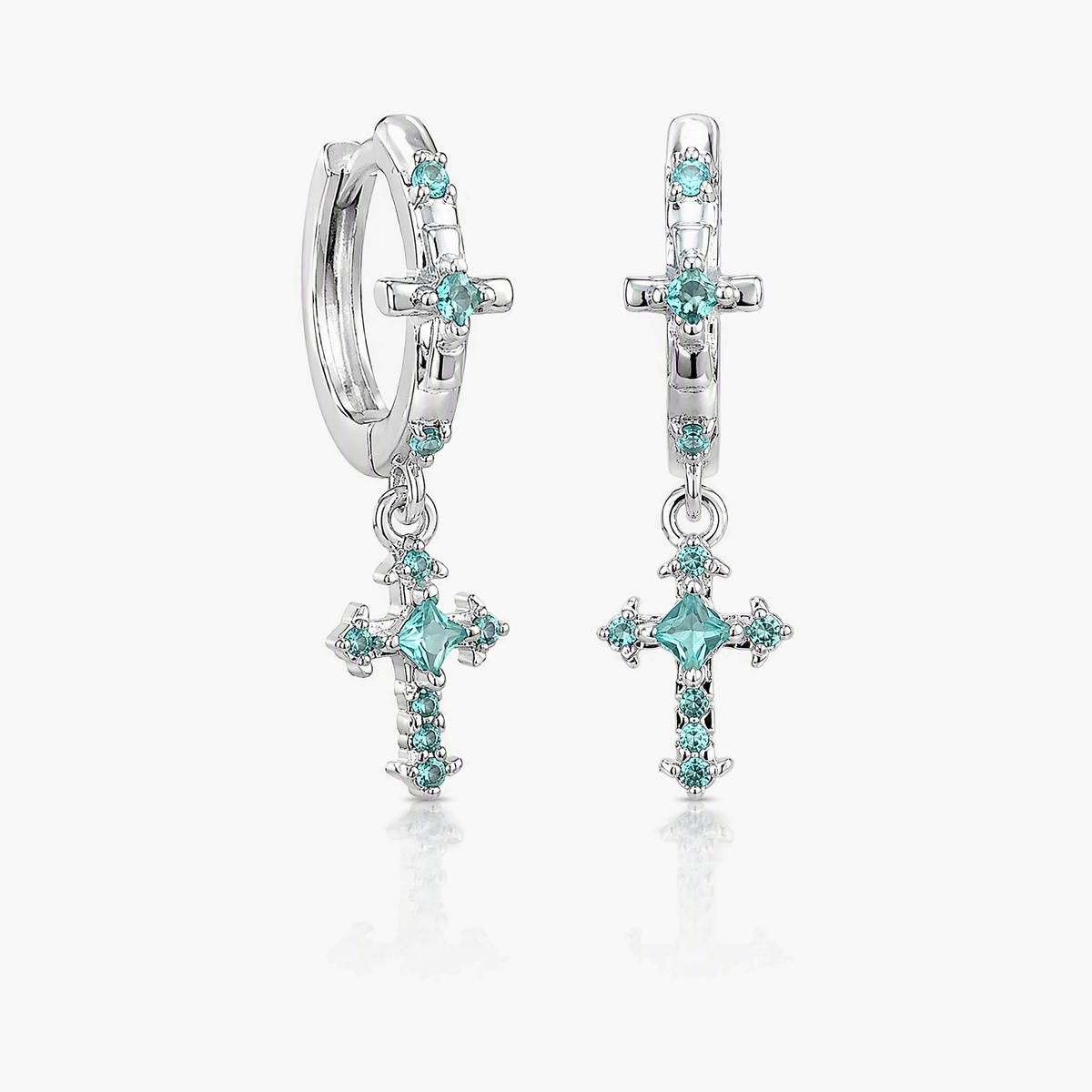 Dainty Cross Charm Huggie Earrings