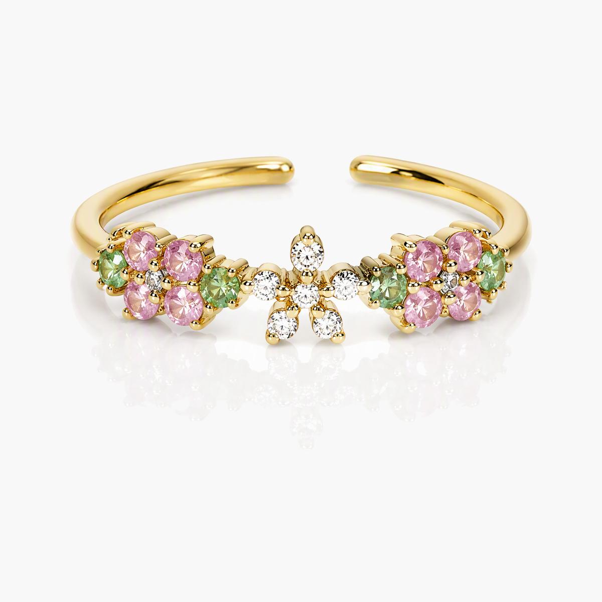 Dainty Floral Butterfly Ring