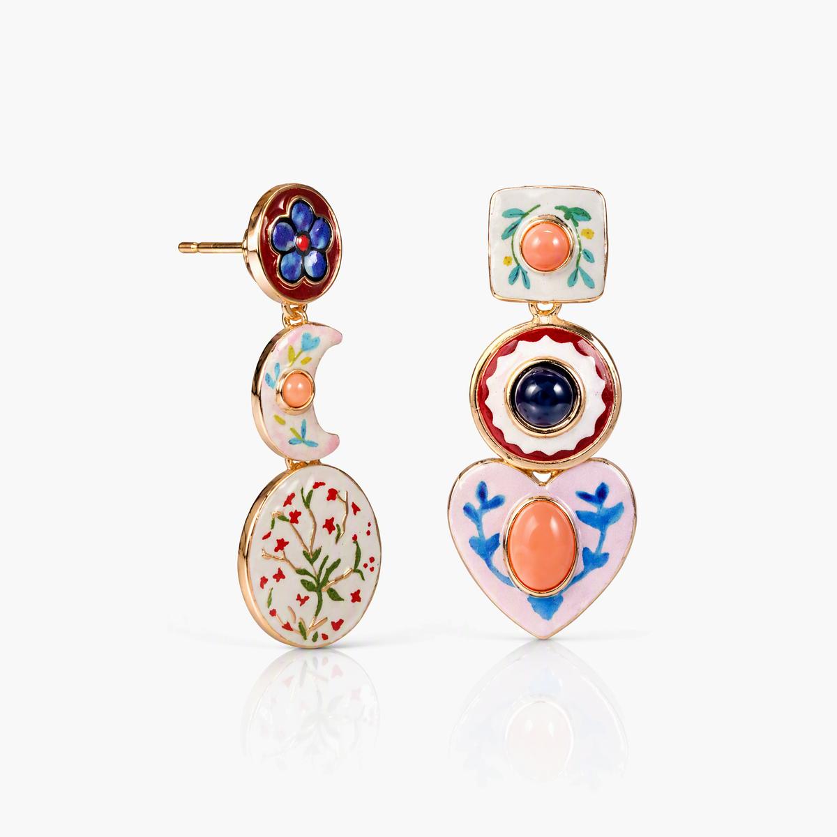Boho Flower Moon Drop Earrings