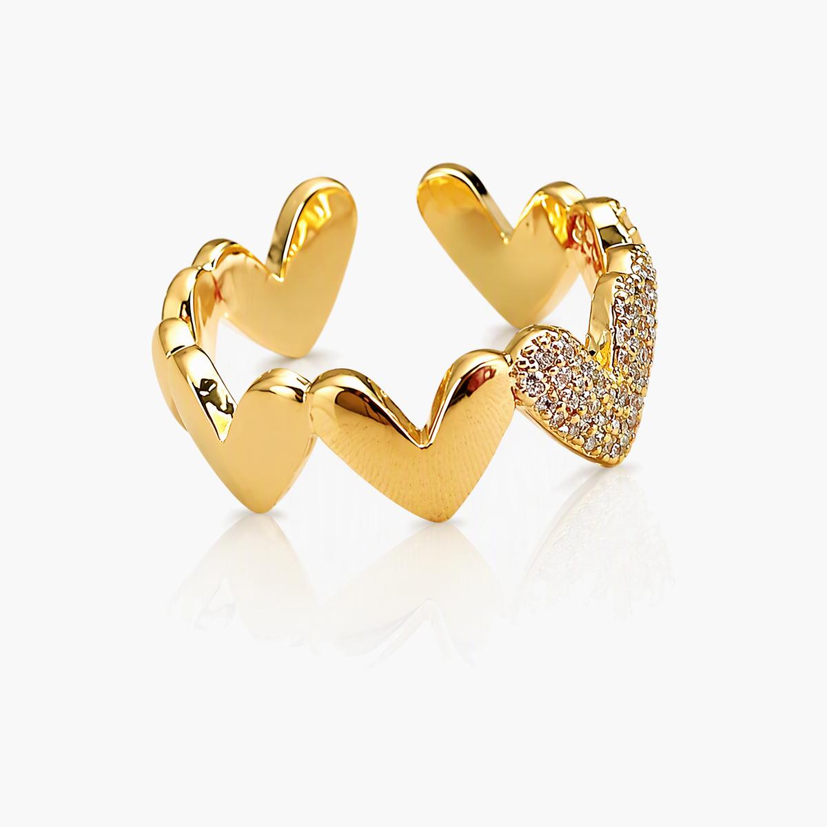 Linked Hearts Open Ring