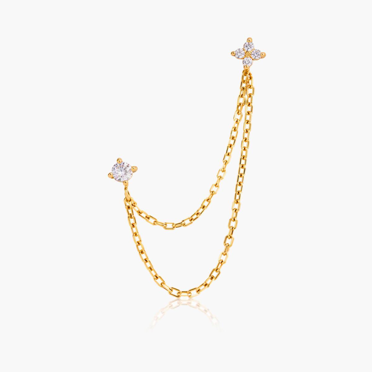 Four-Leaf Clover Chain Earrings
