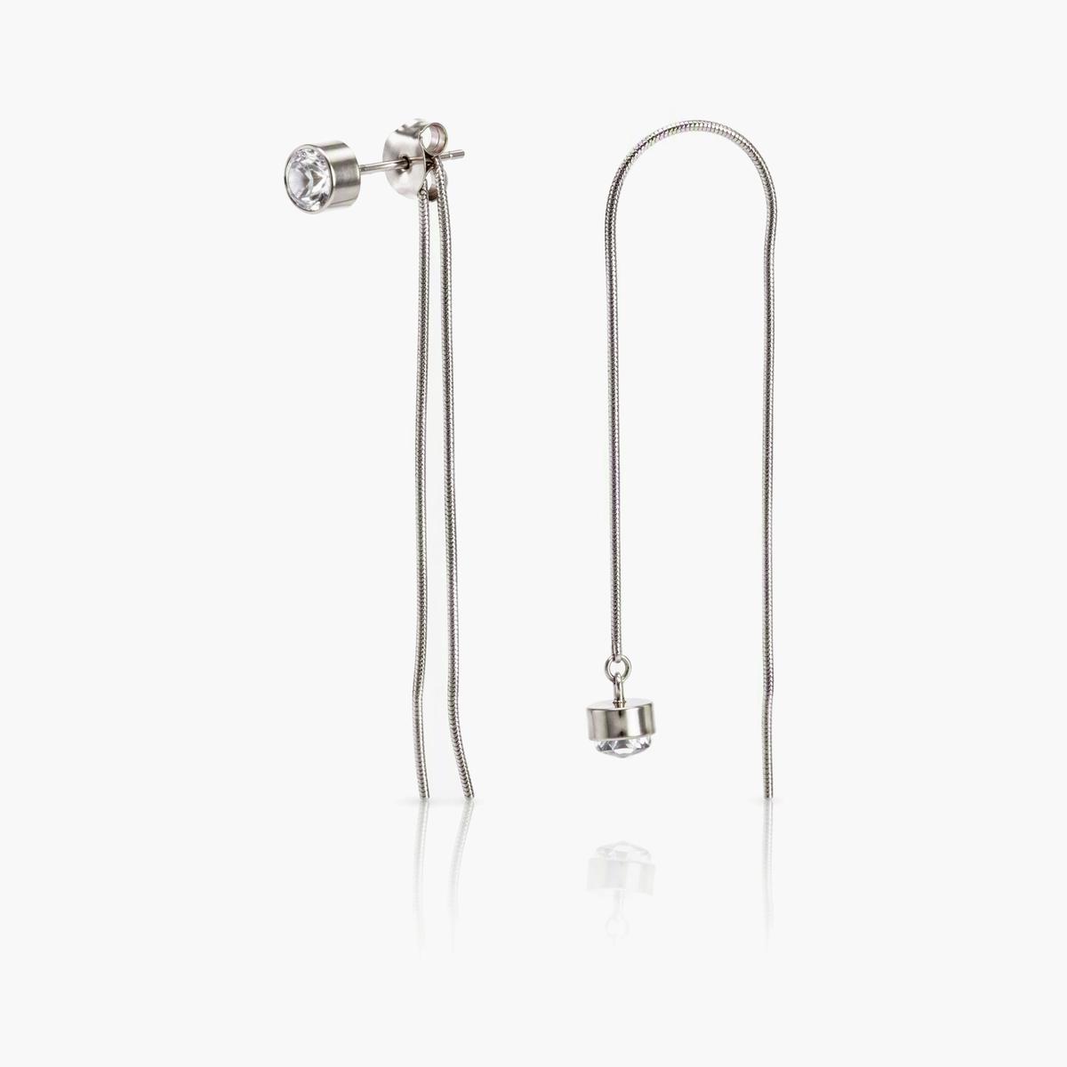 Minimalist Single Stone Threader Earrings