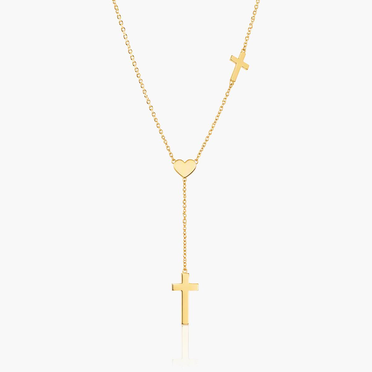 Dainty Heart Cross Pendant Necklace