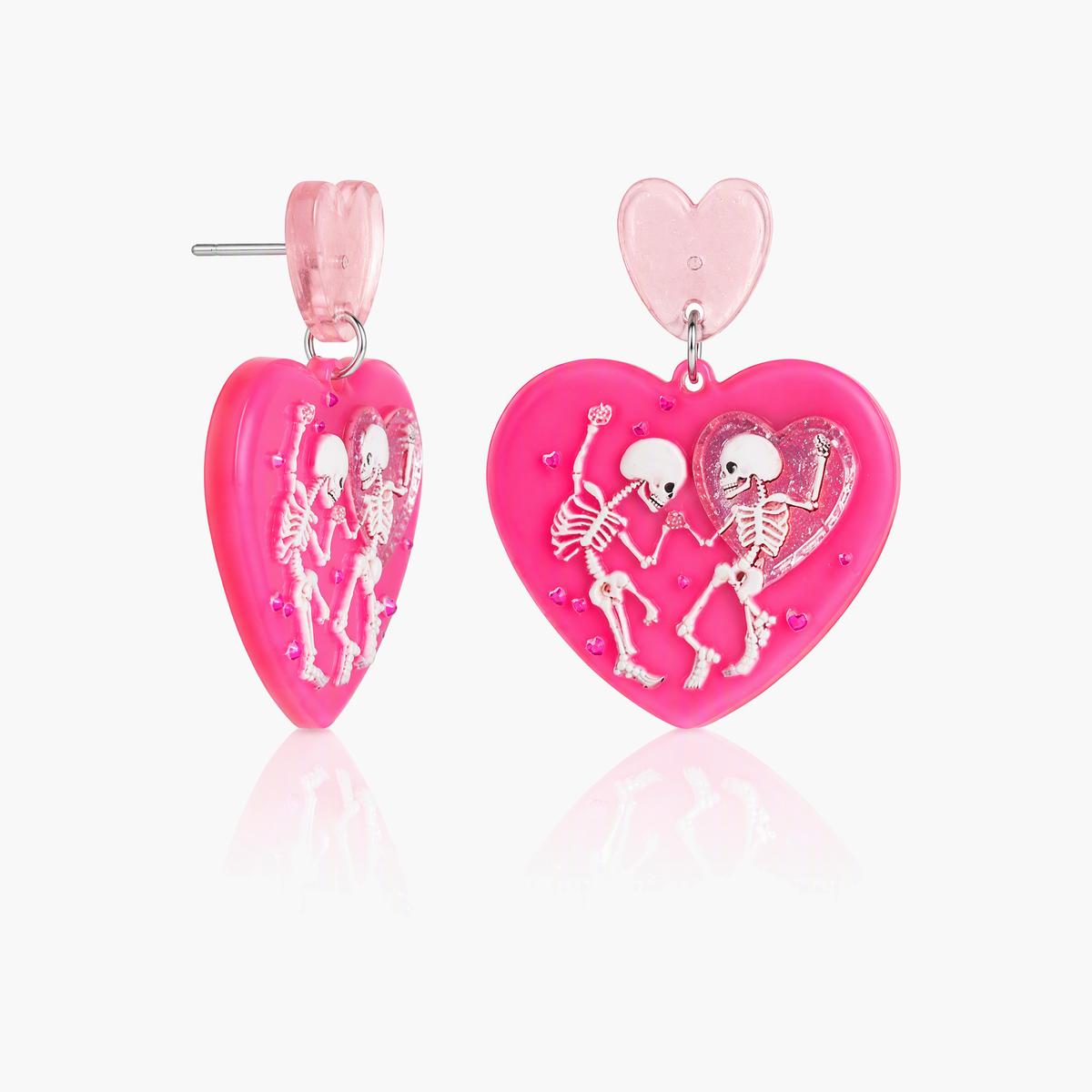 Cute Skeleton Heart Drop Earrings