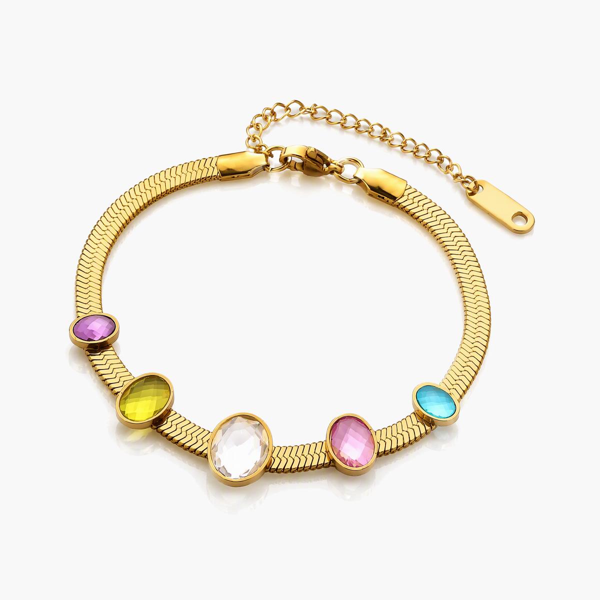 Five-Stone Snake Chain Bracelet