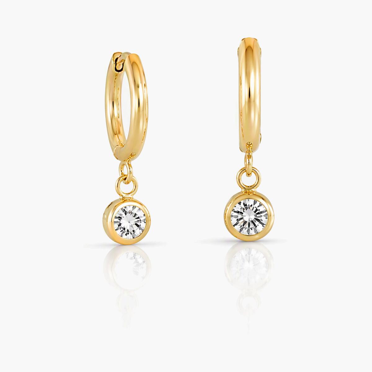 Dainty Single Stone Huggie Earrings