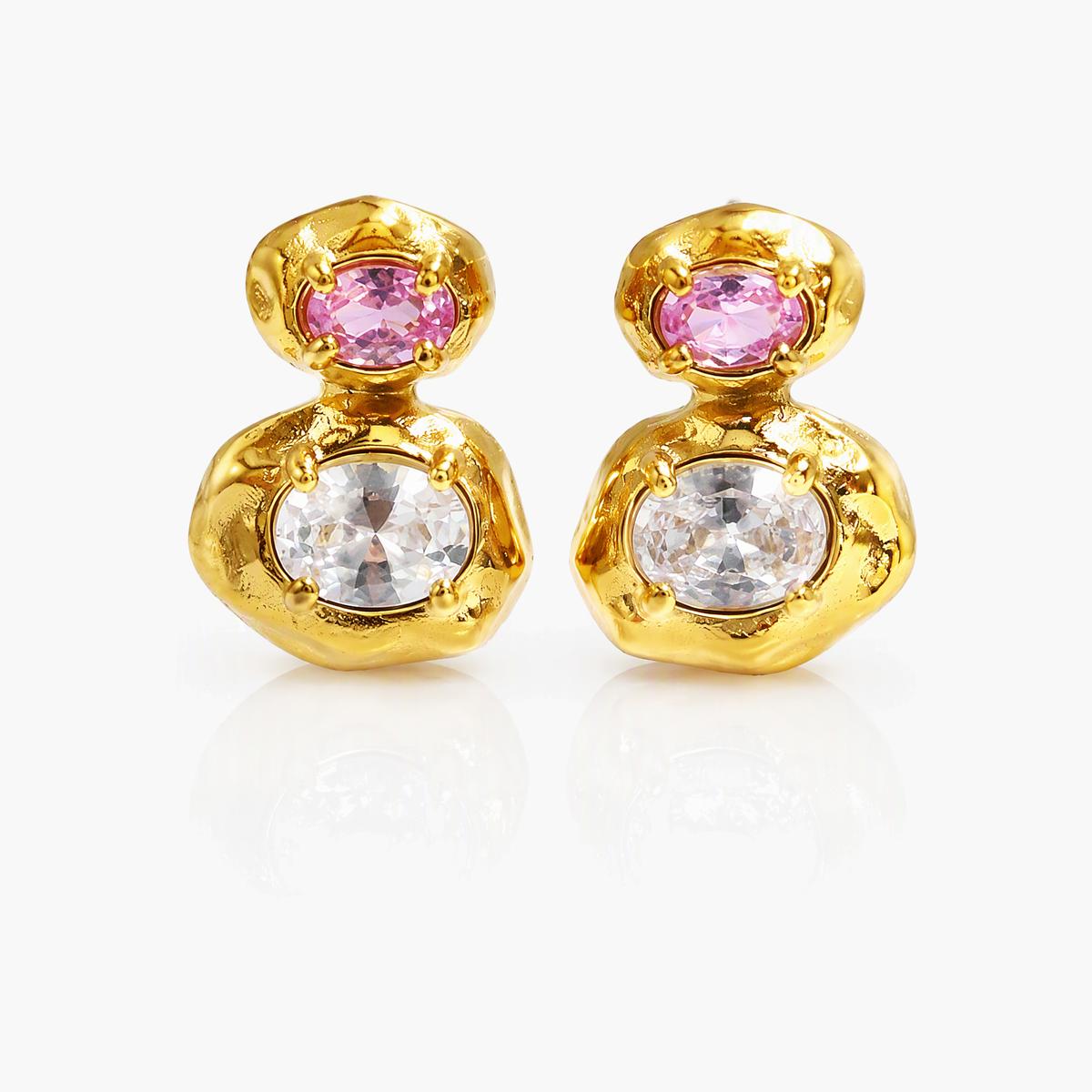 Double Stone Stud Earrings