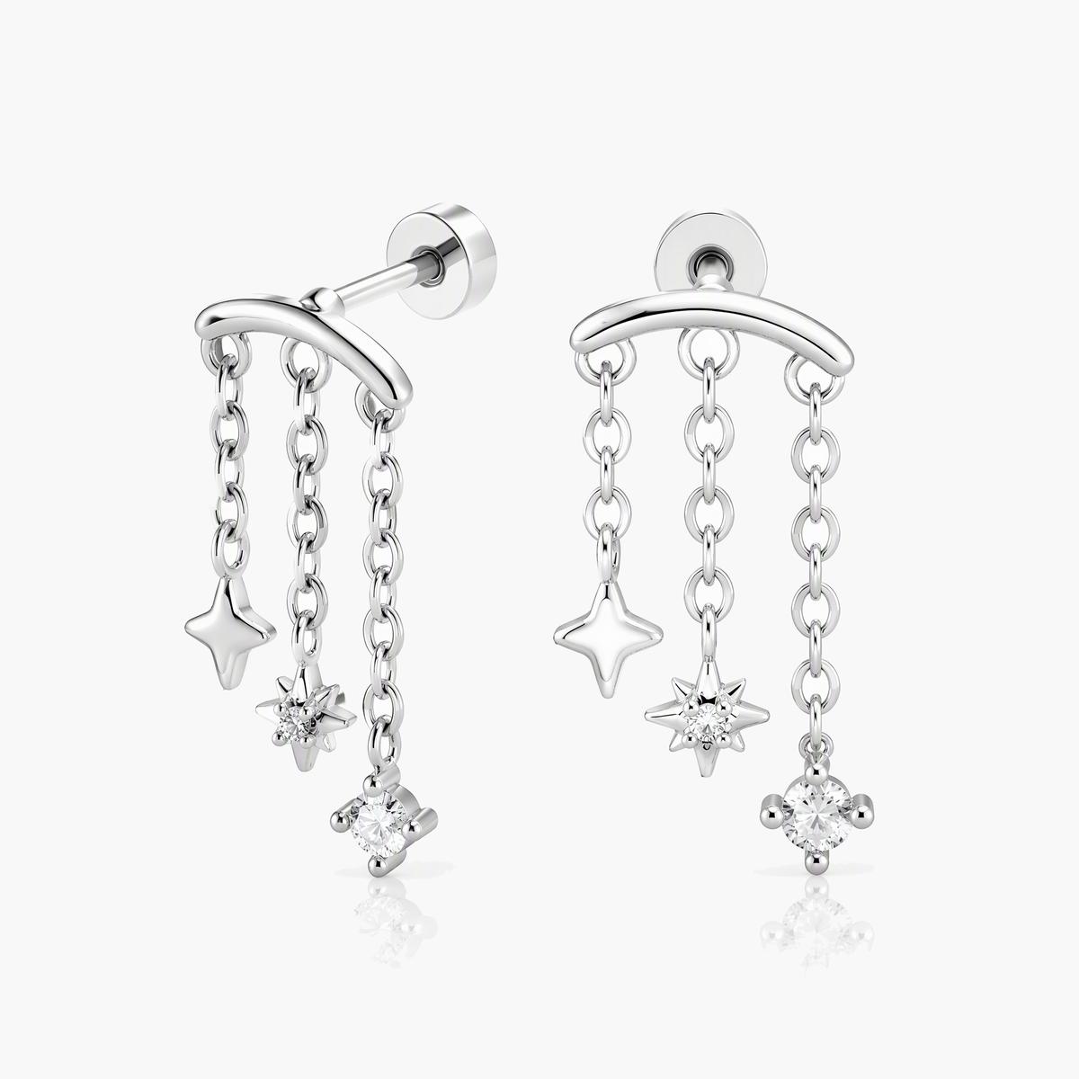 Dainty Star Chain Drop Earrings