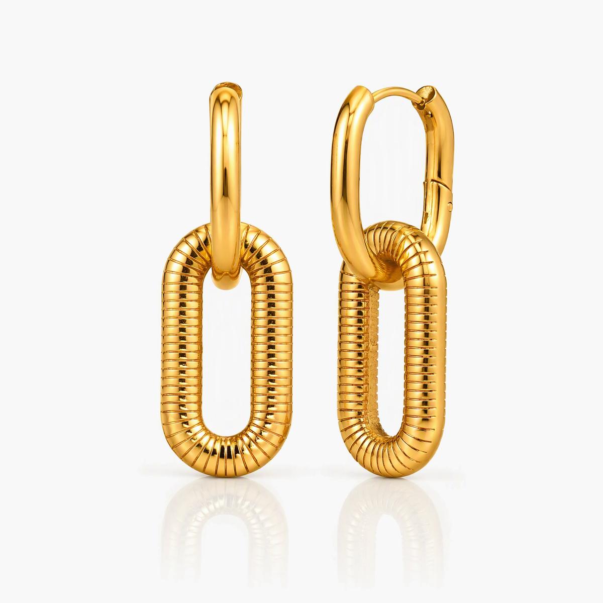Ribbed Link Drop Earrings
