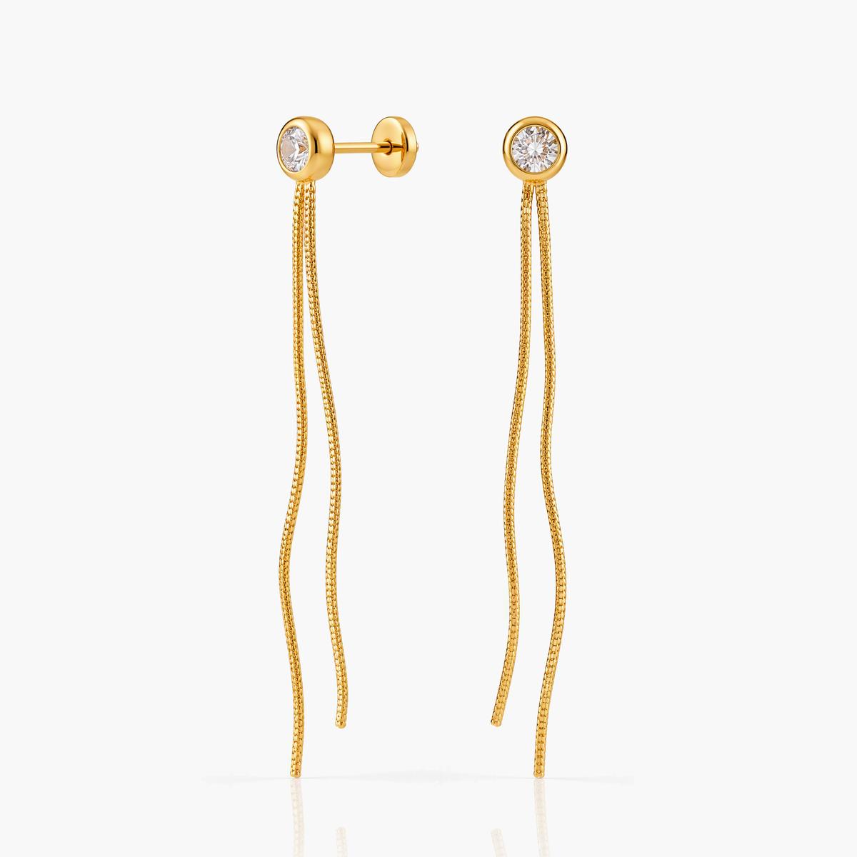 Dainty Single Stone Tassel Drop Earrings