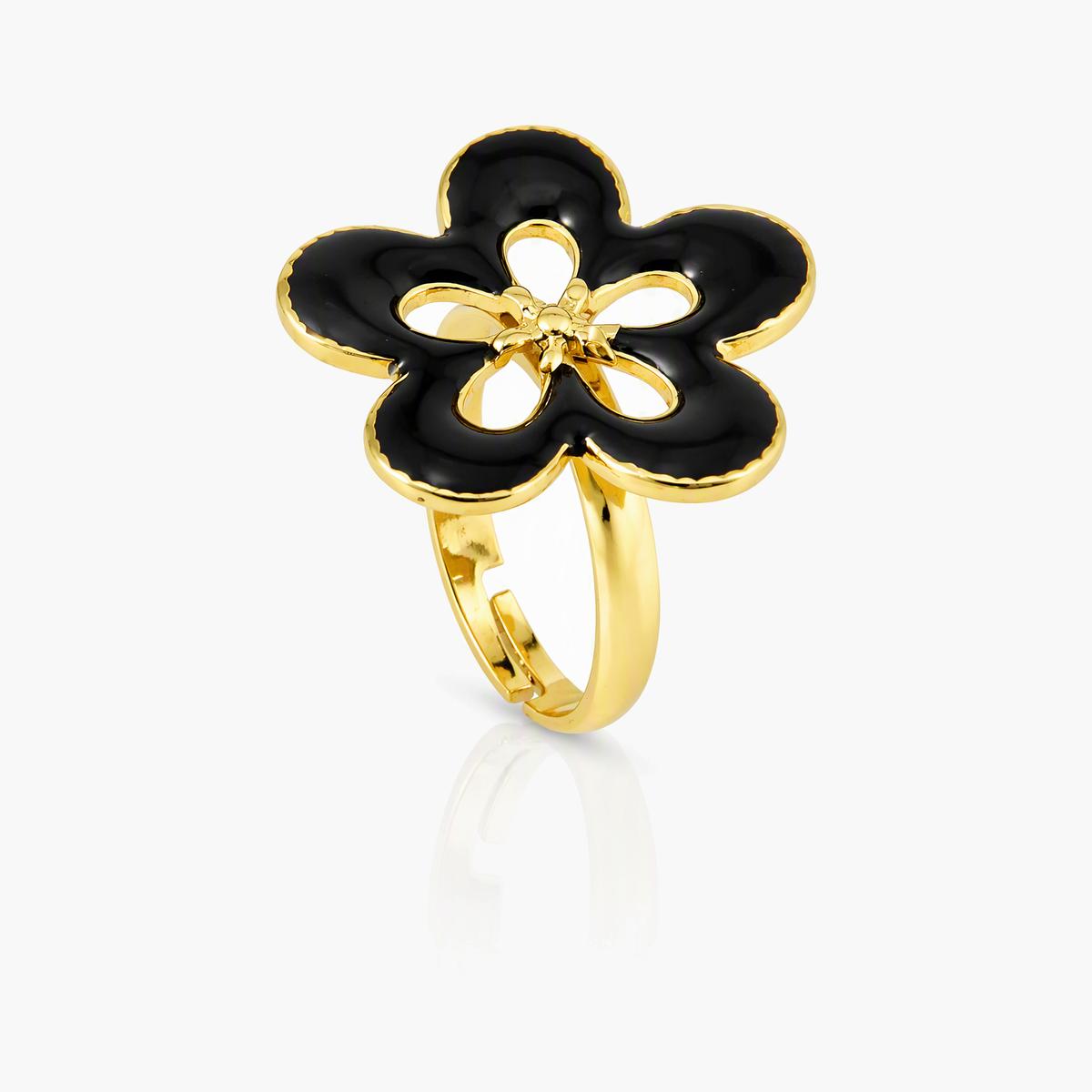 Flower and Sun Enamel Ring
