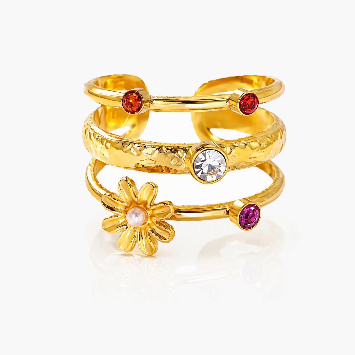 Trendy Multi-Band Open Cuff Ring