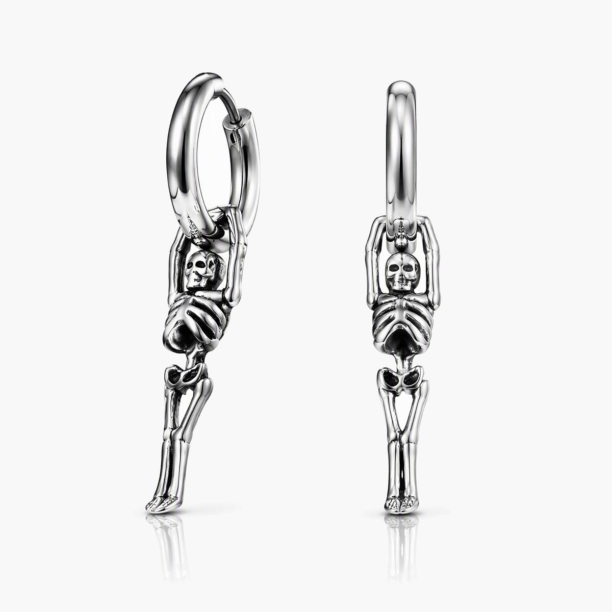 Skeleton Charm Hoop Earrings