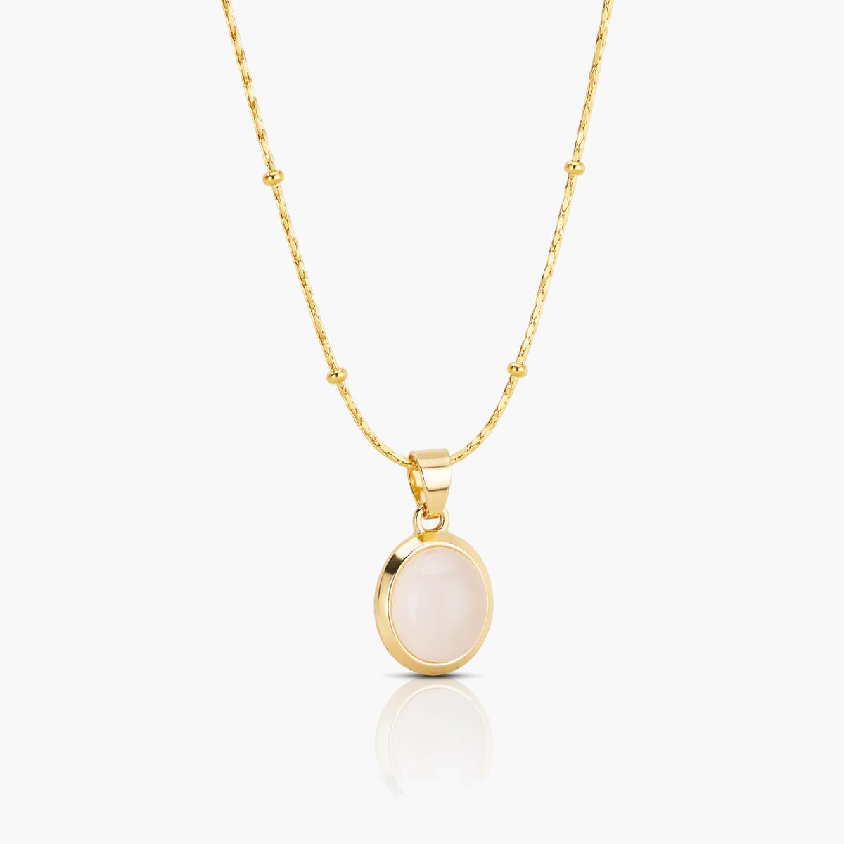 Elegant Oval Stone Pendant Necklace