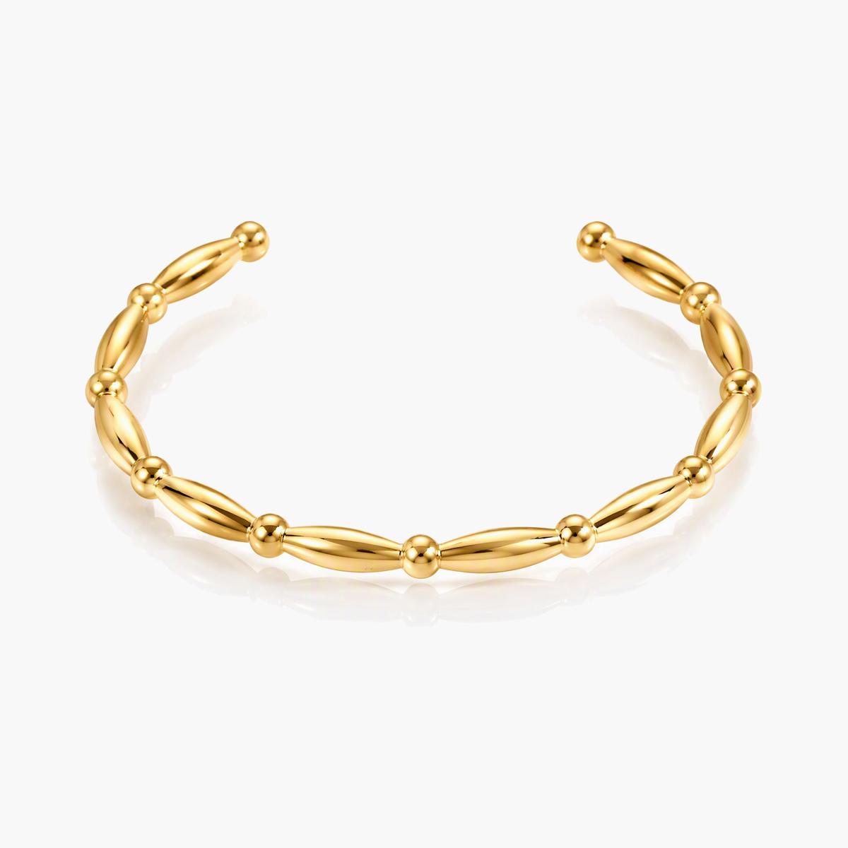 Dainty Beaded Link Open Cuff Bracelet