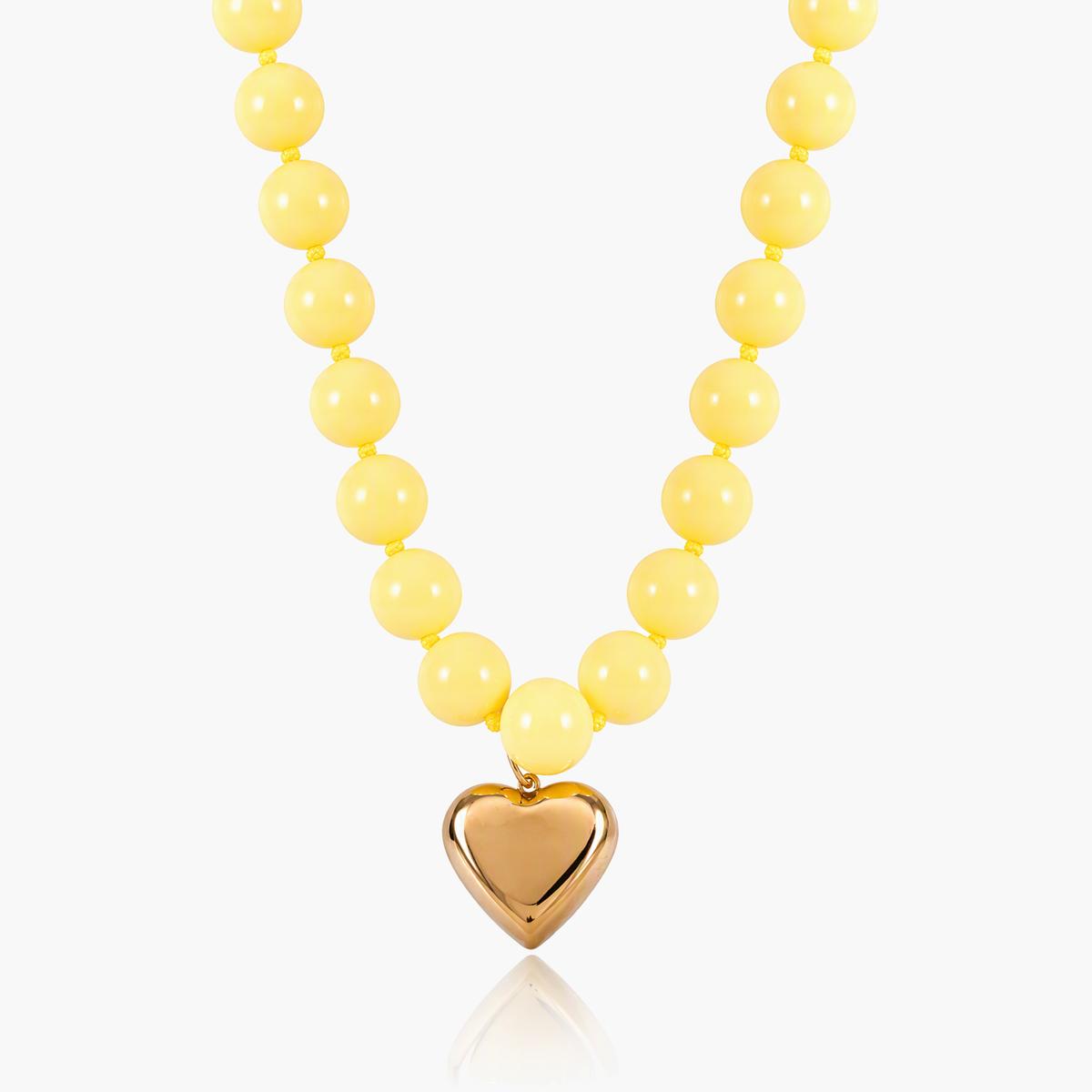 Chunky Bead Heart Pendant Necklace