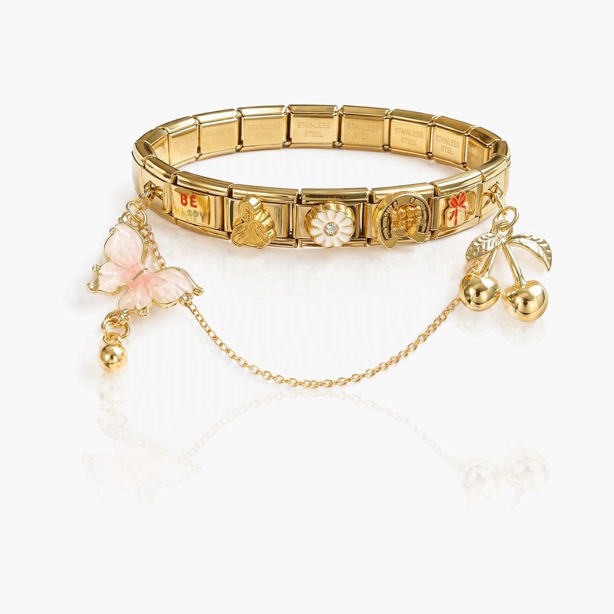 Cute Butterfly & Cherry Charm Bracelet