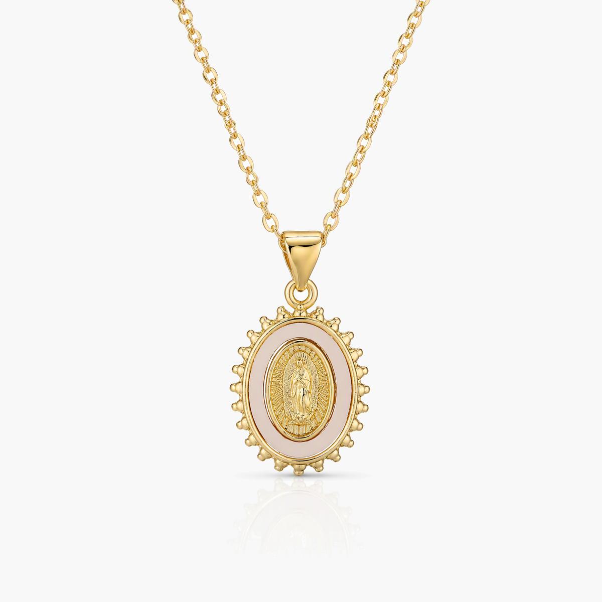 Oval Virgin Mary Pendant Necklace