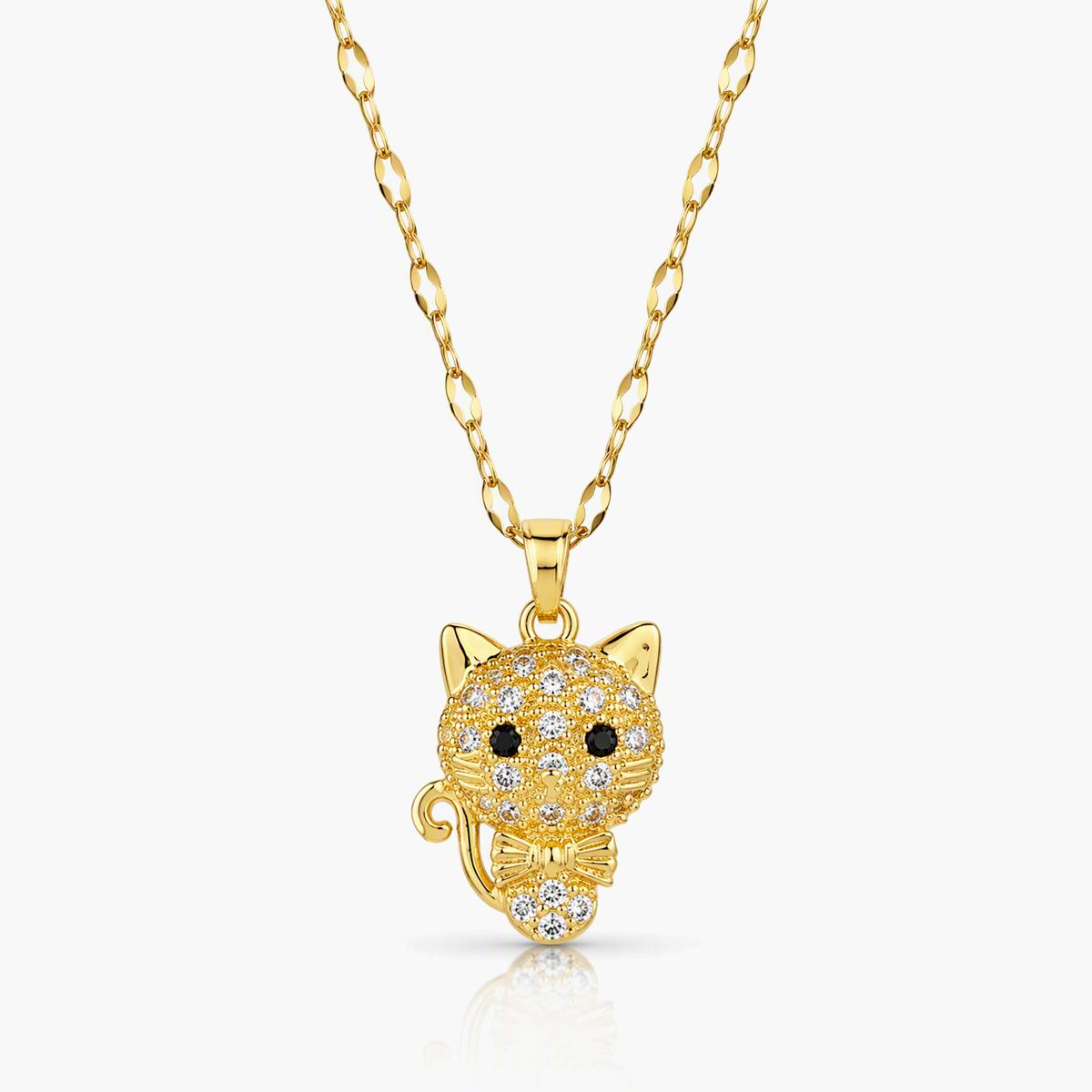 Cute Cat With Bow Pendant Necklace