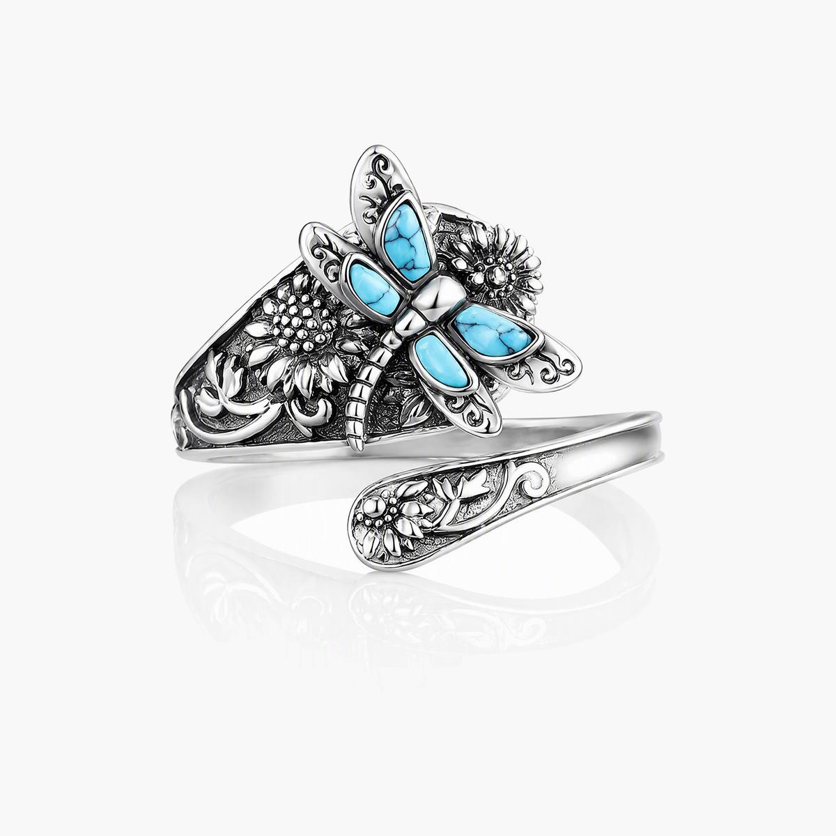 Vintage Dragonfly Open Cuff Ring