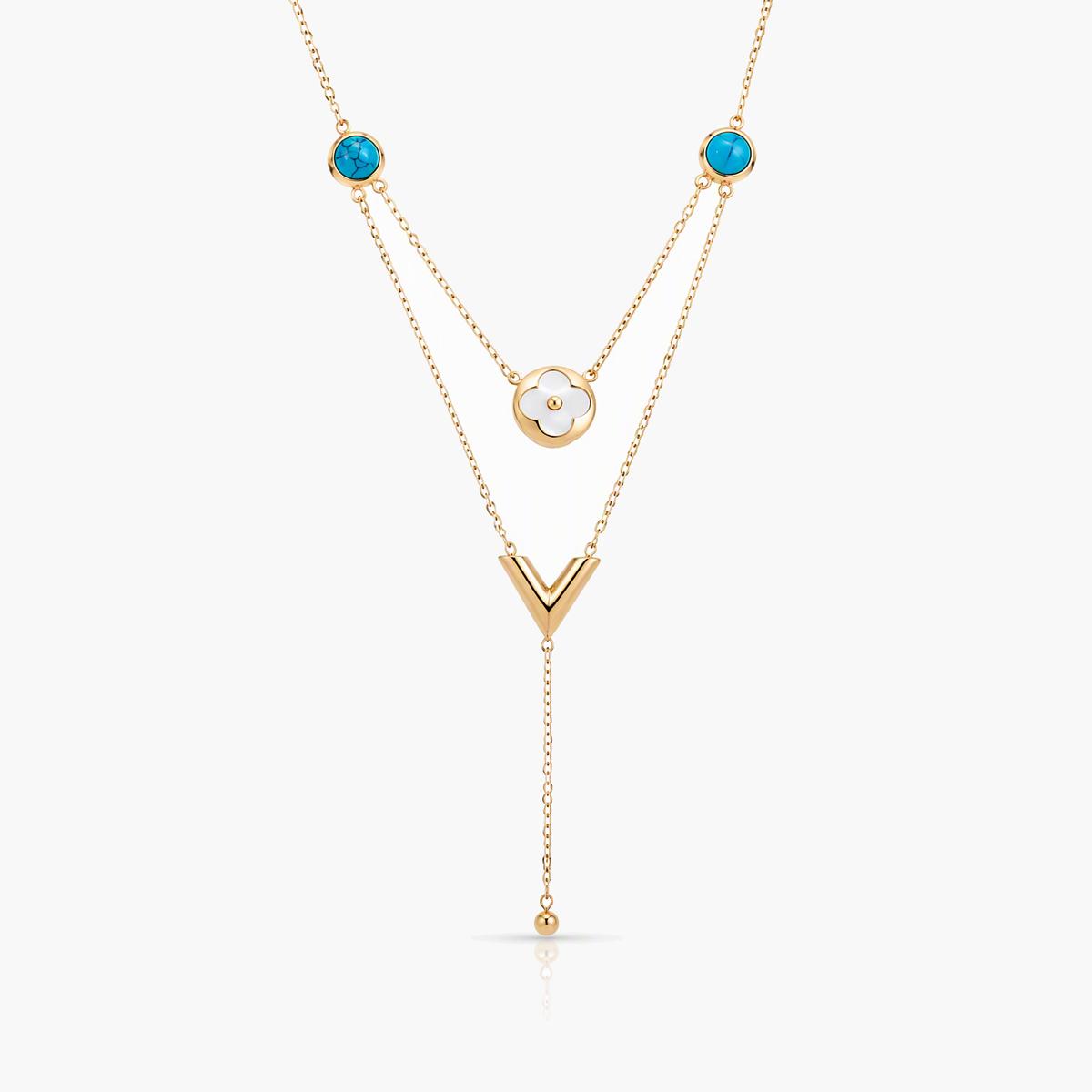 Dainty Flower & V Pendant Necklace