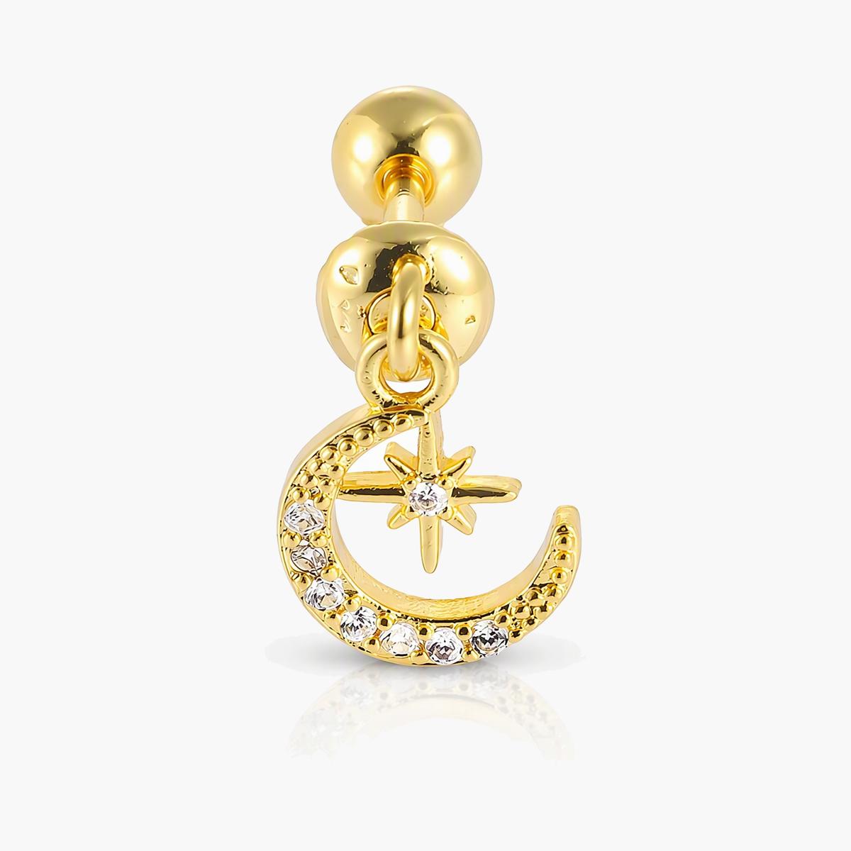 Cute Moon Bow Bear Stud Earrings