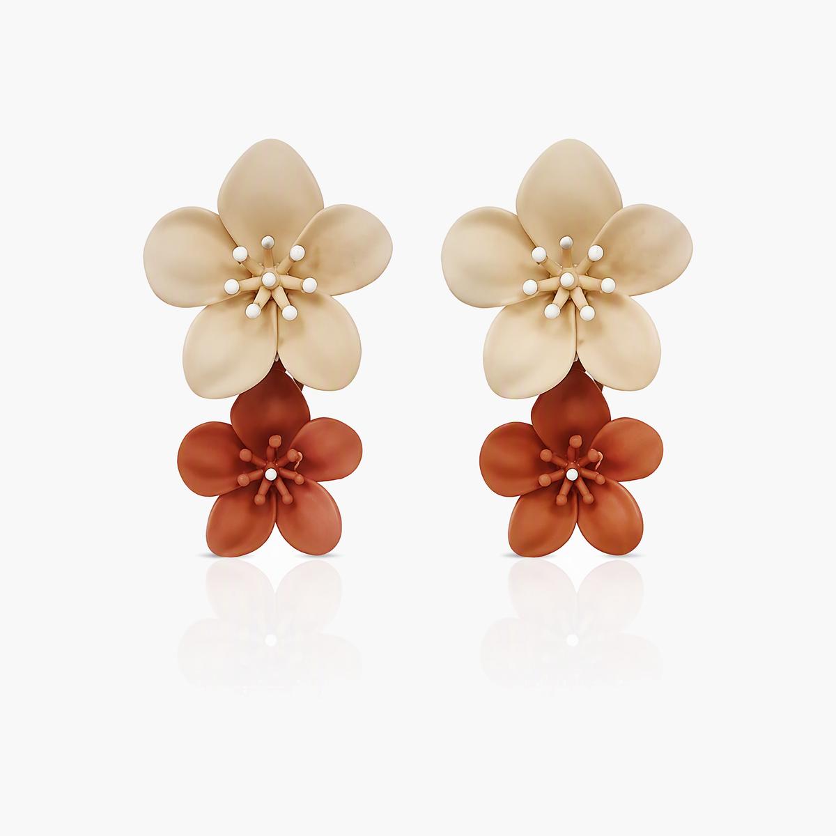Dainty Double Flower Stud Earrings