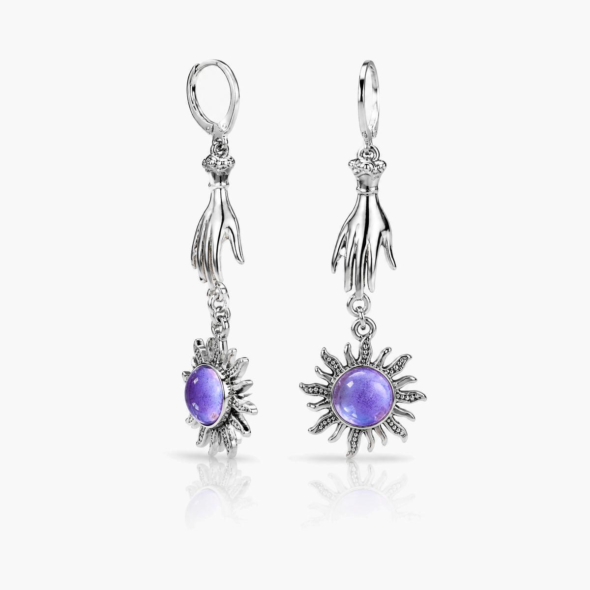 Trendy Hand and Sun Drop Earrings