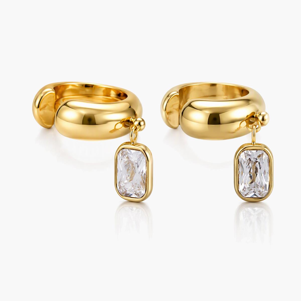 Teardrop Charm Huggie Earrings